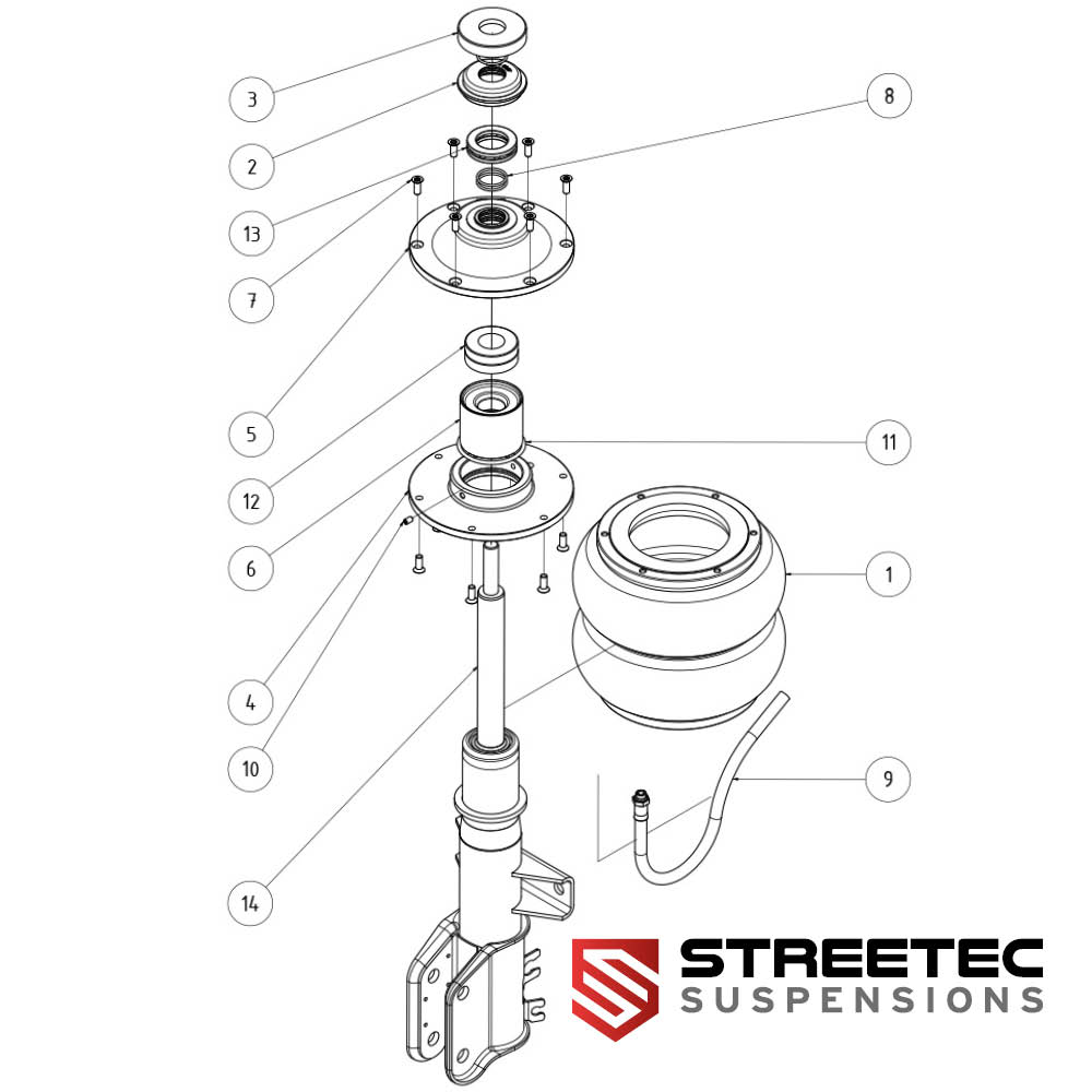 Kaufe Replacement parts - STREETEC 'performance' EVO front strut - VW Bus T5/T6 bracket fitting bei null-bar